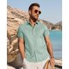 image:imageJVER Mens Button Down Short Sleeve Shirts Summer Beach Vacation Untucked Casual Tops Wrinkle Resistant Linen ShirtMint Green