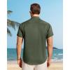 image:imageJVER Mens Button Down Short Sleeve Shirts Summer Beach Vacation Untucked Casual Tops Wrinkle Resistant Linen ShirtOlive Green