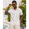 image:imageJVER Mens Button Down Short Sleeve Shirts Summer Beach Vacation Untucked Casual Tops Wrinkle Resistant Linen ShirtWhite