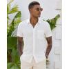 image:imageJVER Mens Button Down Short Sleeve Shirts Summer Beach Vacation Untucked Casual Tops Wrinkle Resistant Linen ShirtWhite