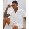 image:imageJVER Mens Button Down Short Sleeve Shirts Summer Beach Vacation Untucked Casual Tops Wrinkle Resistant Linen ShirtWhite