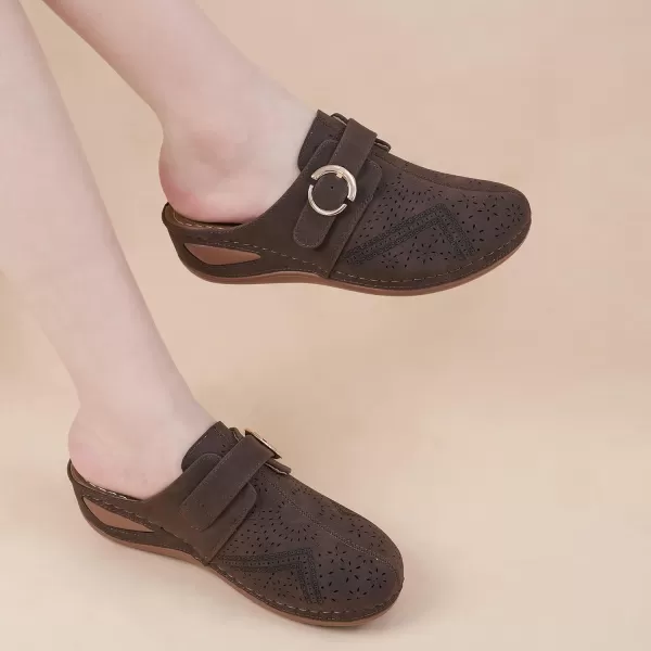 Alicegana Mules for Women Summer Sandals: Slip on Casual womens Shoes Comfortable Closed Toe Dress Wedge Mule