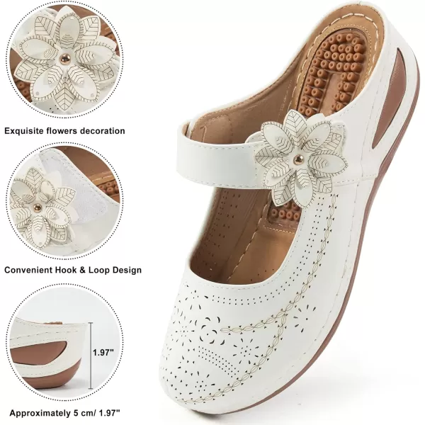 Alicegana Mules for Women Wedge Sandals Comfortable Dressy Summer Closed Toe Mules Casual Slip On Shoes with Adjustable Hook Loop