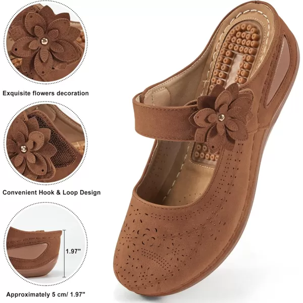 Alicegana Mules for Women Wedge Sandals Comfortable Dressy Summer Closed Toe Mules Casual Slip On Shoes with Adjustable Hook Loop