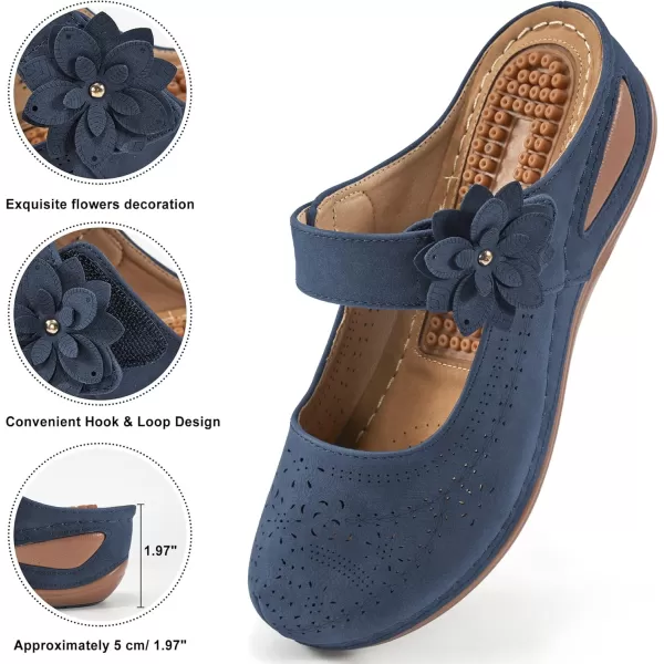 Alicegana Mules for Women Wedge Sandals Comfortable Dressy Summer Closed Toe Mules Casual Slip On Shoes with Adjustable Hook Loop