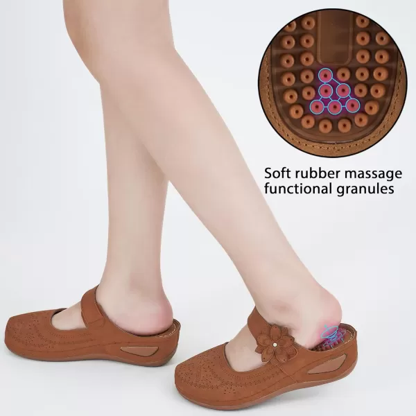 Alicegana Mules for Women Wedge Sandals Comfortable Dressy Summer Closed Toe Mules Casual Slip On Shoes with Adjustable Hook Loop