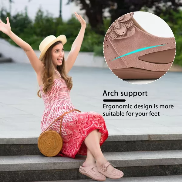 Alicegana Mules for Women Wedge Sandals Comfortable Dressy Summer Closed Toe Mules Casual Slip On Shoes with Adjustable Hook Loop