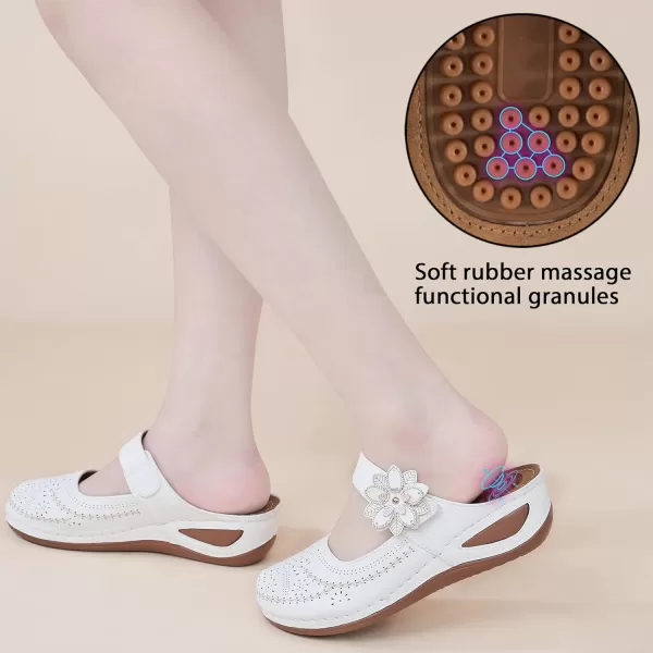 Alicegana Mules for Women Wedge Sandals Comfortable Dressy Summer Closed Toe Mules Casual Slip On Shoes with Adjustable Hook Loop