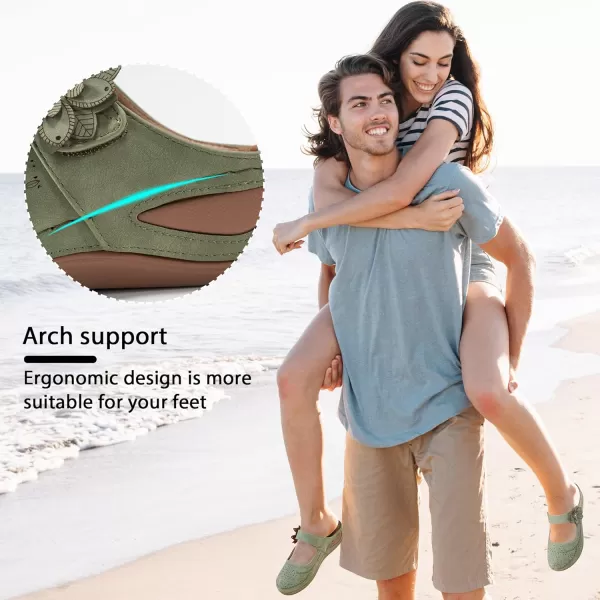 Alicegana Mules for Women Wedge Sandals Comfortable Dressy Summer Closed Toe Mules Casual Slip On Shoes with Adjustable Hook Loop
