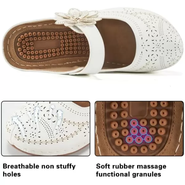 Alicegana Mules for Women Wedge Sandals Comfortable Dressy Summer Closed Toe Mules Casual Slip On Shoes with Adjustable Hook Loop
