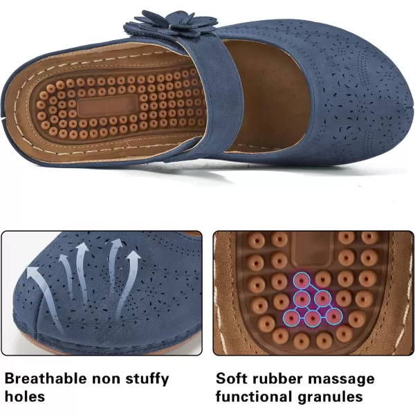Alicegana Mules for Women Wedge Sandals Comfortable Dressy Summer Closed Toe Mules Casual Slip On Shoes with Adjustable Hook Loop