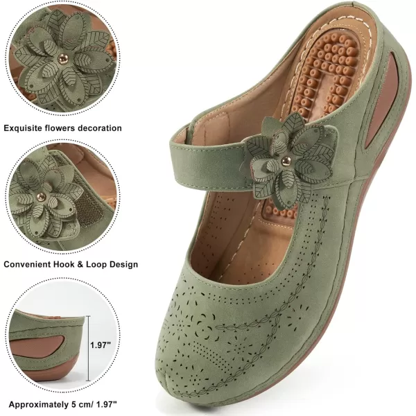 Alicegana Mules for Women Wedge Sandals Comfortable Dressy Summer Closed Toe Mules Casual Slip On Shoes with Adjustable Hook Loop