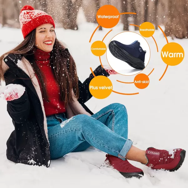 Alicegana Snow Boots for Women Shoes: Winter Slip On Ankle Booties Warm Fur Lined Waterproof Comfortable Womens Boots