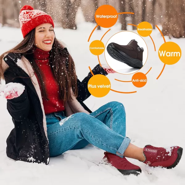 Alicegana Snow Boots for Women Shoes: Winter Slip On Ankle Booties Warm Fur Lined Waterproof Comfortable Womens Boots