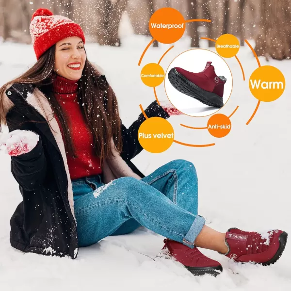 Alicegana Snow Boots for Women Shoes: Winter Slip On Ankle Booties Warm Fur Lined Waterproof Comfortable Womens Boots