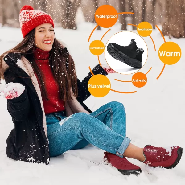 Alicegana Snow Boots for Women Shoes: Winter Slip On Ankle Booties Warm Fur Lined Waterproof Comfortable Womens Boots