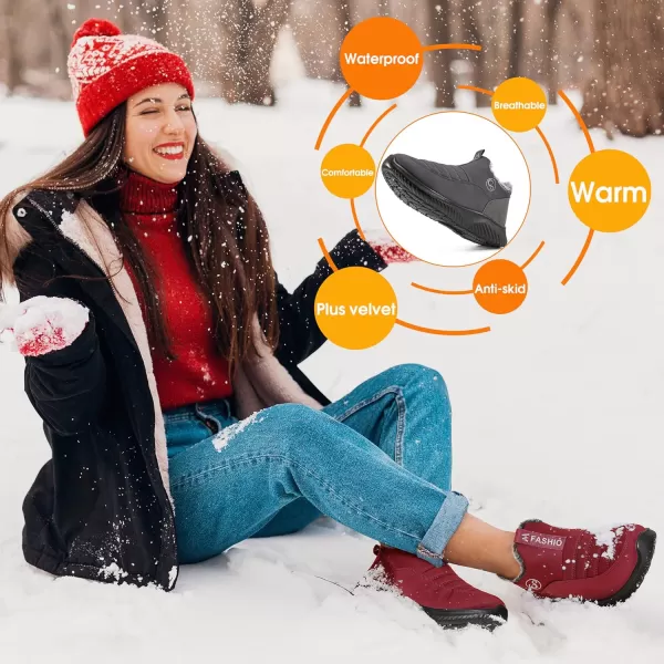 Alicegana Snow Boots for Women Shoes: Winter Slip On Ankle Booties Warm Fur Lined Waterproof Comfortable Womens Boots