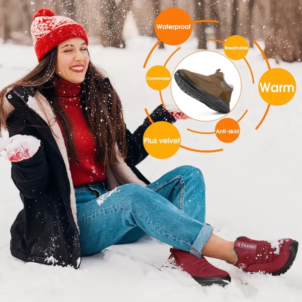 Alicegana Snow Boots for Women Shoes: Winter Slip On Ankle Booties Warm Fur Lined Waterproof Comfortable Womens Boots