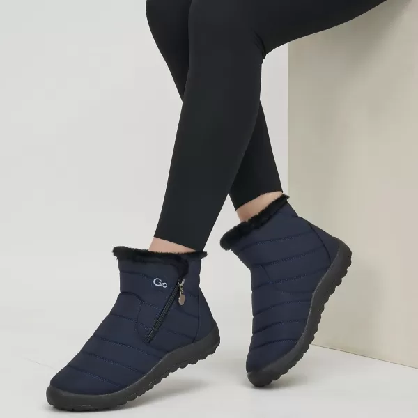 Alicegana Snow Boots for Women Winter: Warm Fur Lined Ankle Booties Comfortable Waterproof Slip On Lightweight Womens Boots