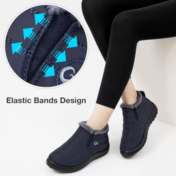 Alicegana Snow Boots for Women Winter: Warm Fur Lined Ankle Booties Comfortable Waterproof Slip On Lightweight Womens Boots