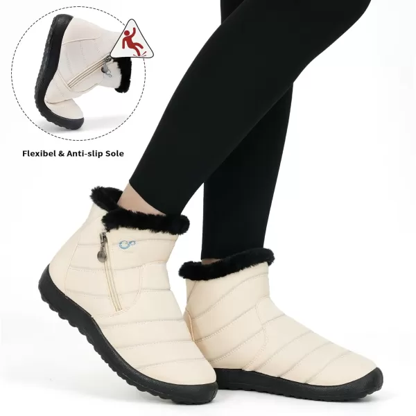 Alicegana Snow Boots for Women Winter: Warm Fur Lined Ankle Booties Comfortable Waterproof Slip On Lightweight Womens Boots