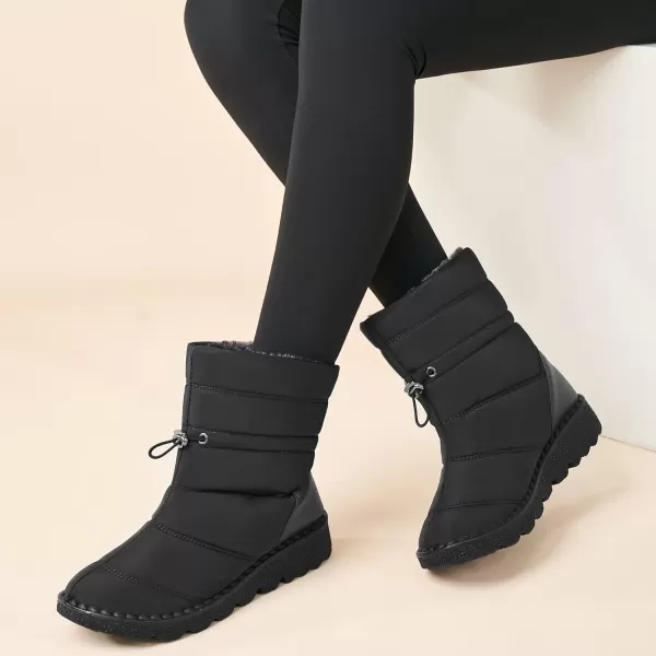Alicegana Snow Boots for Women Winter: Warm Fur Lined Waterproof Slip on Comfortable Outdoor Womens Boots