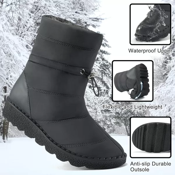 Alicegana Snow Boots for Women Winter: Warm Fur Lined Waterproof Slip on Comfortable Outdoor Womens Boots