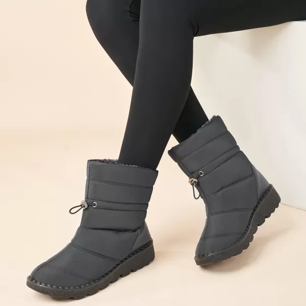 Alicegana Snow Boots for Women Winter: Warm Fur Lined Waterproof Slip on Comfortable Outdoor Womens Boots