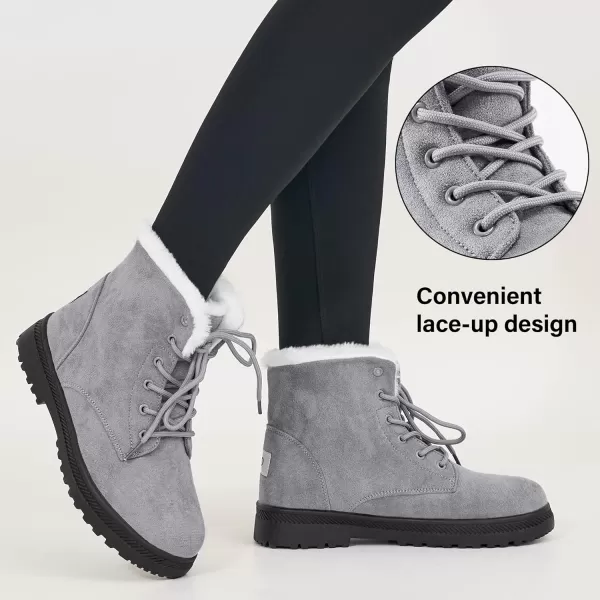 Alicegana Women's Cotton Warm Fur Snow Winter Lace Up Flat Cute Plus Size Comfortable Ankle Platform Boots