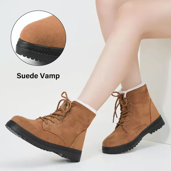 Alicegana Women's Cotton Warm Fur Snow Winter Lace Up Flat Cute Plus Size Comfortable Ankle Platform Boots