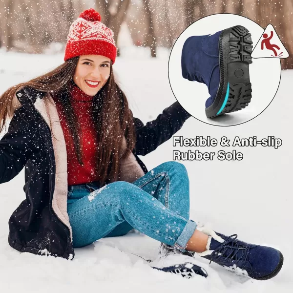 Alicegana Women's Cotton Warm Fur Snow Winter Lace Up Flat Cute Plus Size Comfortable Ankle Platform Boots