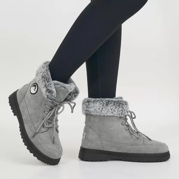 Alicegana Women's Cotton Warm Fur Snow Winter Lace Up Flat Cute Plus Size Comfortable Ankle Platform Boots