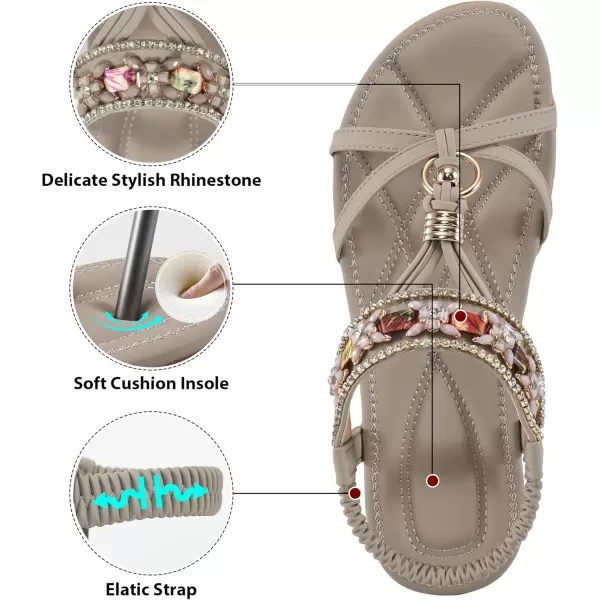 Alicegana Women's Sandals Dressy Flat: Summer Comfortable Shoes Bohemian Casual Beach Walking Sandals for Women