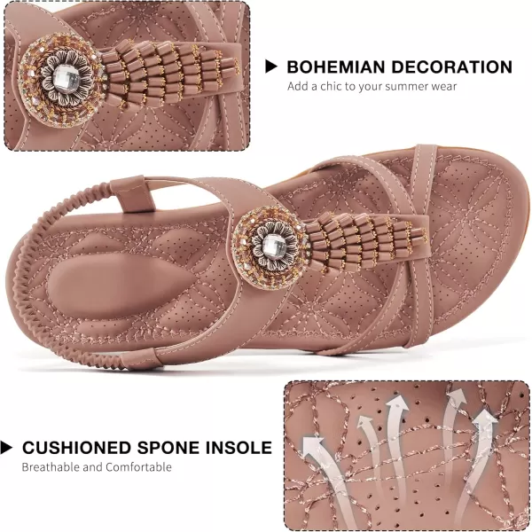 Alicegana Women's Sandals Flat Shoes - Dressy Summer Sandals for Women Comfortable Bohemian Walking Beach Sandals