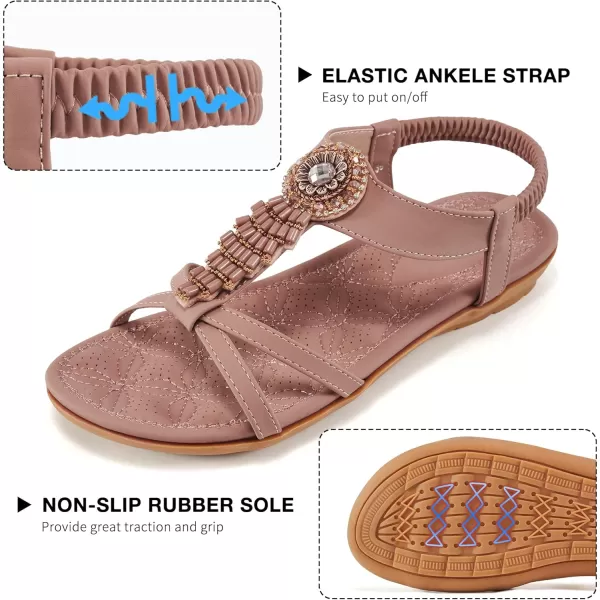 Alicegana Women's Sandals Flat Shoes - Dressy Summer Sandals for Women Comfortable Bohemian Walking Beach Sandals
