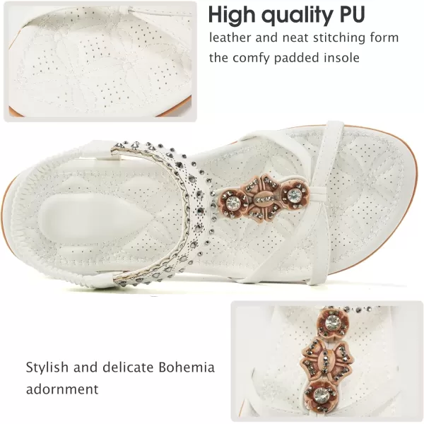 Alicegana Womens Sandals Shoes Comfort Walking with Non Slip on Casual Summer Beach Shoes Dress Ankle Elastic Jeweled Bohemian Flats