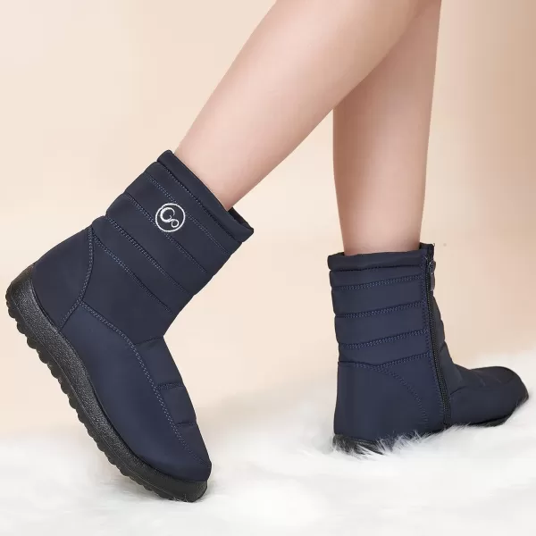 Alicegana Womens Winter Snow Boots for Women Waterproof Warm Fur Lining Mid Calf Boots with Zipper Comfortable Outdoor Shoes