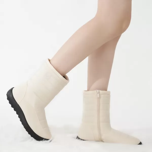 Alicegana Womens Winter Snow Boots for Women Waterproof Warm Fur Lining Mid Calf Boots with Zipper Comfortable Outdoor Shoes