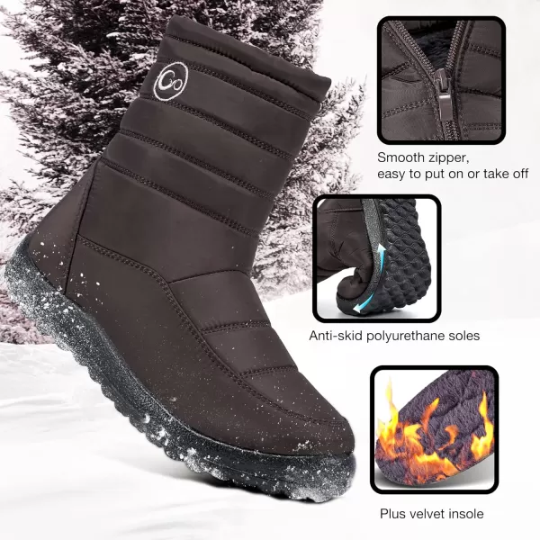 Alicegana Womens Winter Snow Boots for Women Waterproof Warm Fur Lining Mid Calf Boots with Zipper Comfortable Outdoor Shoes