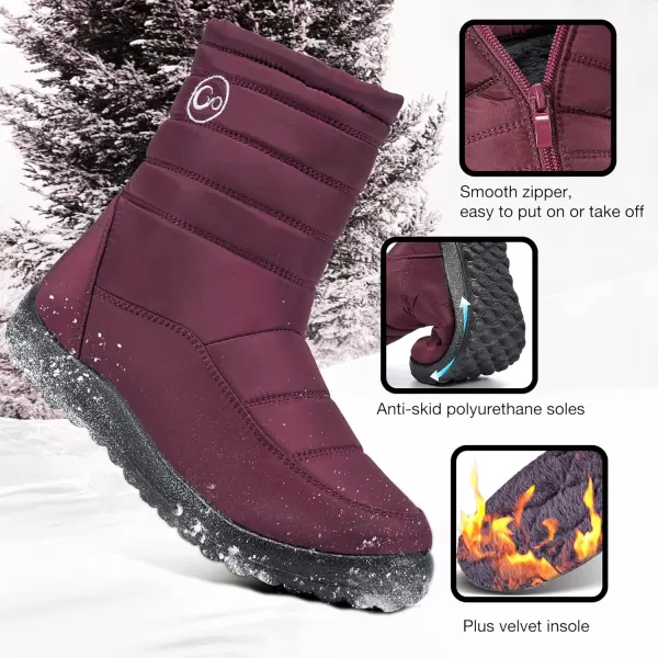 Alicegana Womens Winter Snow Boots for Women Waterproof Warm Fur Lining Mid Calf Boots with Zipper Comfortable Outdoor Shoes