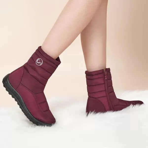 Alicegana Womens Winter Snow Boots for Women Waterproof Warm Fur Lining Mid Calf Boots with Zipper Comfortable Outdoor Shoes