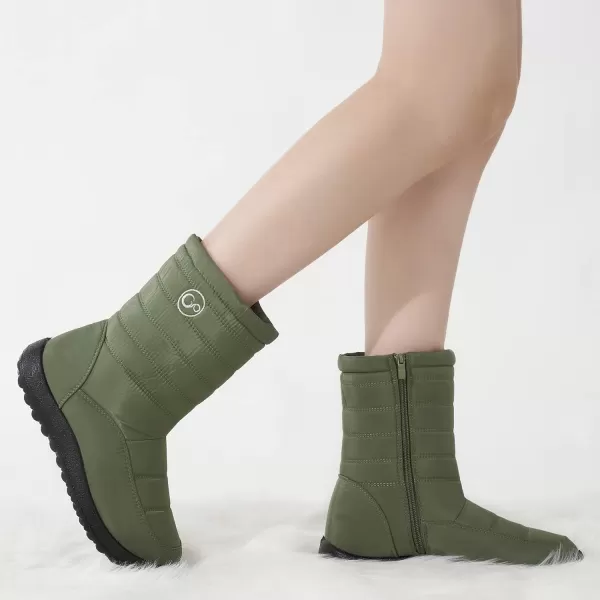 Alicegana Womens Winter Snow Boots for Women Waterproof Warm Fur Lining Mid Calf Boots with Zipper Comfortable Outdoor Shoes