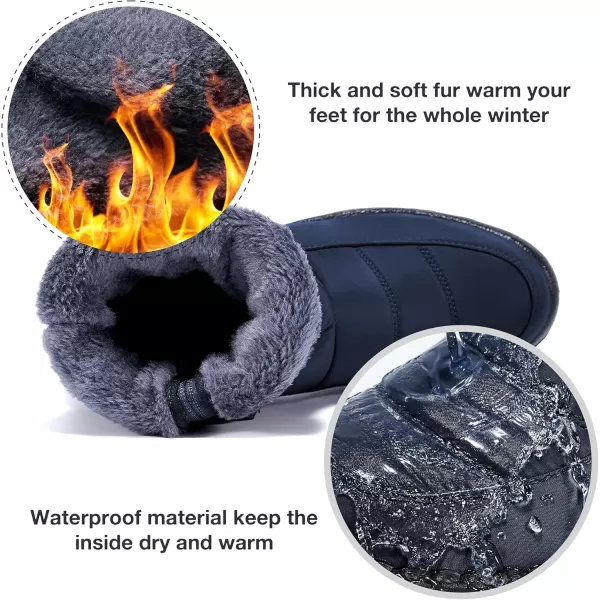 Alicegana Womens Winter Snow Boots for Women Waterproof Warm Fur Lining Mid Calf Boots with Zipper Comfortable Outdoor Shoes