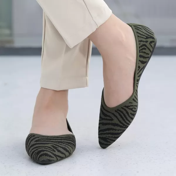 KBZone Women's Knit Ballet Flats Fashion Pointed Toe Walking Shoes Casual Slip-on Ballet Shoes