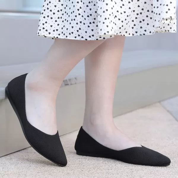 KBZone Women's Knit Ballet Flats Fashion Pointed Toe Walking Shoes Casual Slip-on Ballet Shoes