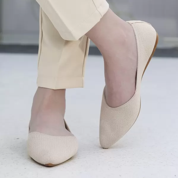 KBZone Women's Knit Ballet Flats Fashion Pointed Toe Walking Shoes Casual Slip-on Ballet Shoes
