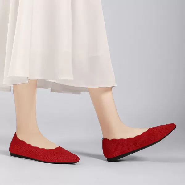KBZone Women's Knit Ballet Flats Fashion Pointed Toe Walking Shoes Casual Slip-on Ballet Shoes