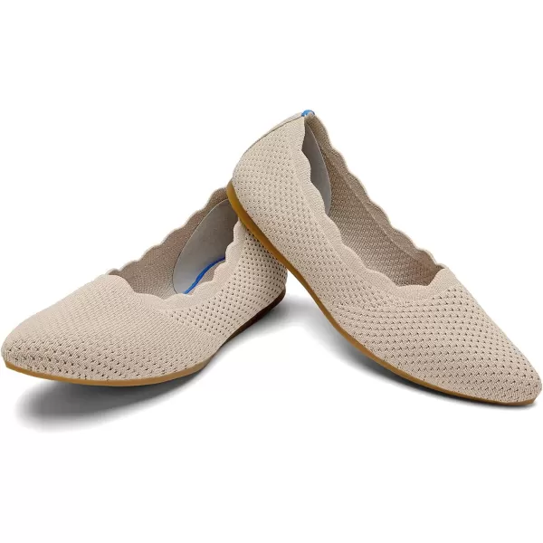 KBZone Women's Knit Ballet Flats Fashion Pointed Toe Walking Shoes Casual Slip-on Ballet Shoes