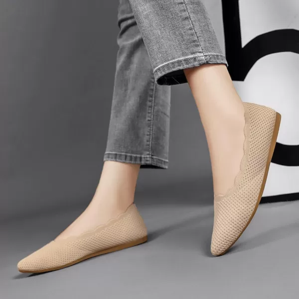 KBZone Women's Knit Ballet Flats Fashion Pointed Toe Walking Shoes Casual Slip-on Ballet Shoes