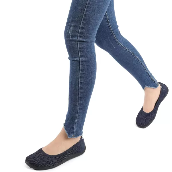 KBZone Women‘s Flat Shoes round Toe Knit Ballet Flat Comfort Dressy Flat Walking Shoes